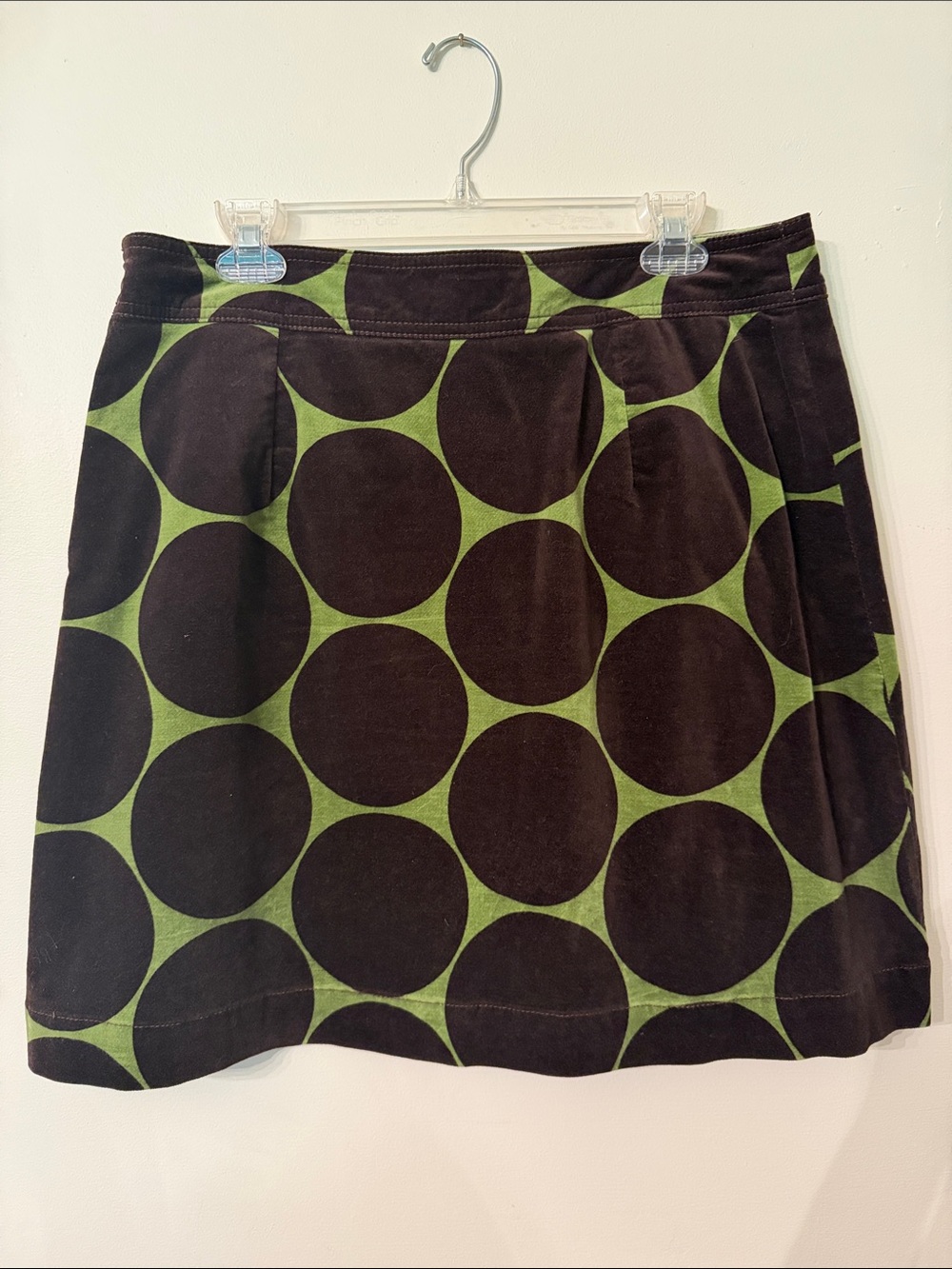 Boden Black and Green Large Dot Mini Skirt